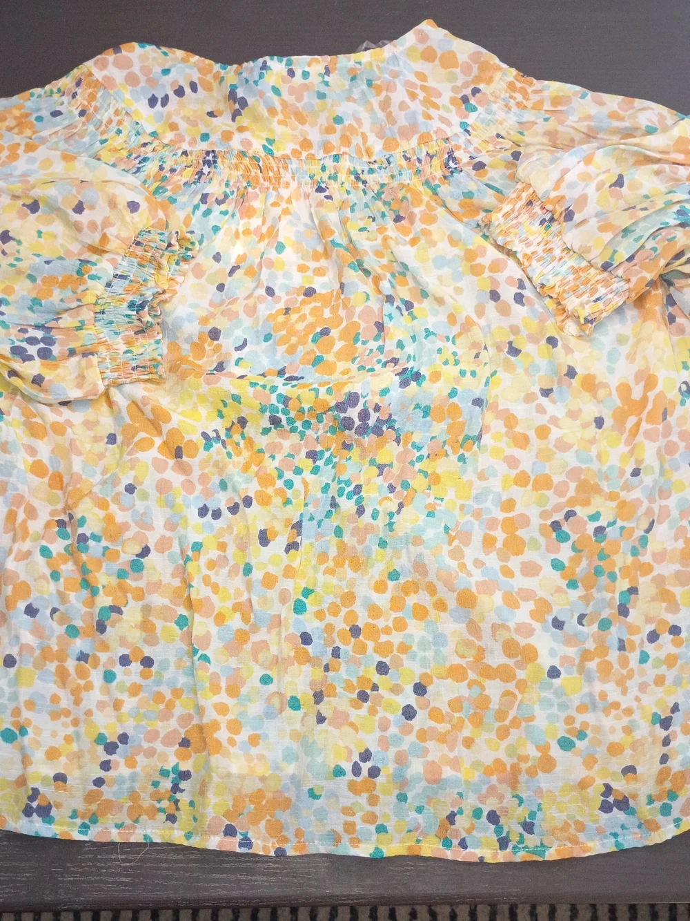 Sharagano White Blouse with Yellow, Teal & Blue Dot Print. MEW Women's 3X